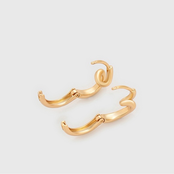 Curly Hoop Earrings 18k Gold Plated Hoop Earrings Luxury Jewelry - Picture 7 of 13